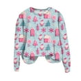 thumbnail image 5 of larppty Christmas Sweatshirt Women Funny Ugly Christmas Pullover Shirt Xmas Holiday Santa Prints Long Sleeve Tops （Sky Blue, M）, 5 of 6