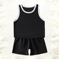thumbnail image 4 of GiLiling Kids 2 Piece Basketball Uniform Set Performance Jersey and Shorts with White Trim Quick Dry Sports Outfit (Black, 5-6 Years), 4 of 9
