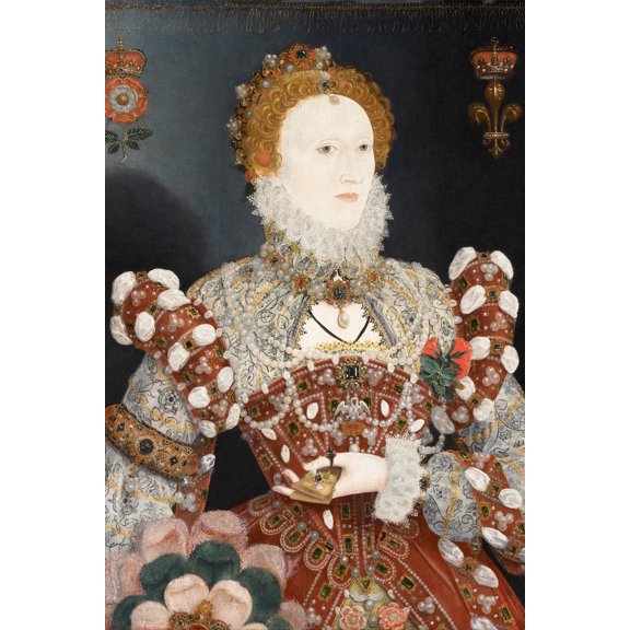 24x36 gallery poster, Queen Elizabeth I, Pelican Portrait by Nicholas Hilliard