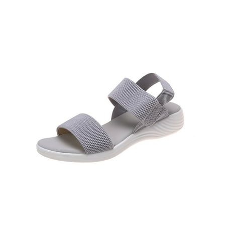 

Gomelly Womens Flat Sandal Slip On Sandals Comfort Summer Shoe Breathable Casual Shoes Women Ladies Flats Gray 9