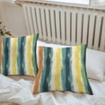 thumbnail image 7 of Waterproof Throw Pillow Covers Set of 2, 24x24 Inch Turquoise Yellow Stripe Decorative Pillowcases Outdoor Pillow Slip Cushion Covers Set for Couch Tent Abstract Orange Teal Green, 7 of 7