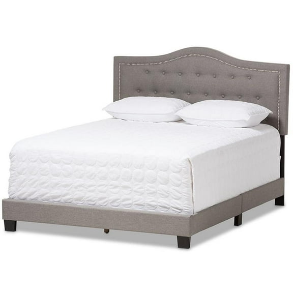 Bowery Hill Modern Tufted King Low Profile Bed in Light Gray