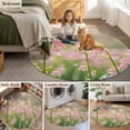 thumbnail image 6 of Spring Pink Lily Round Area&nbsp;Rug 7ft Pastoral Dewdrop Flowers Non-Slip&nbsp;Washable Circle Rugs Soft Felt Indoor Floor Mat for Bedroom Kitchen Living Room Bathroom, 6 of 9