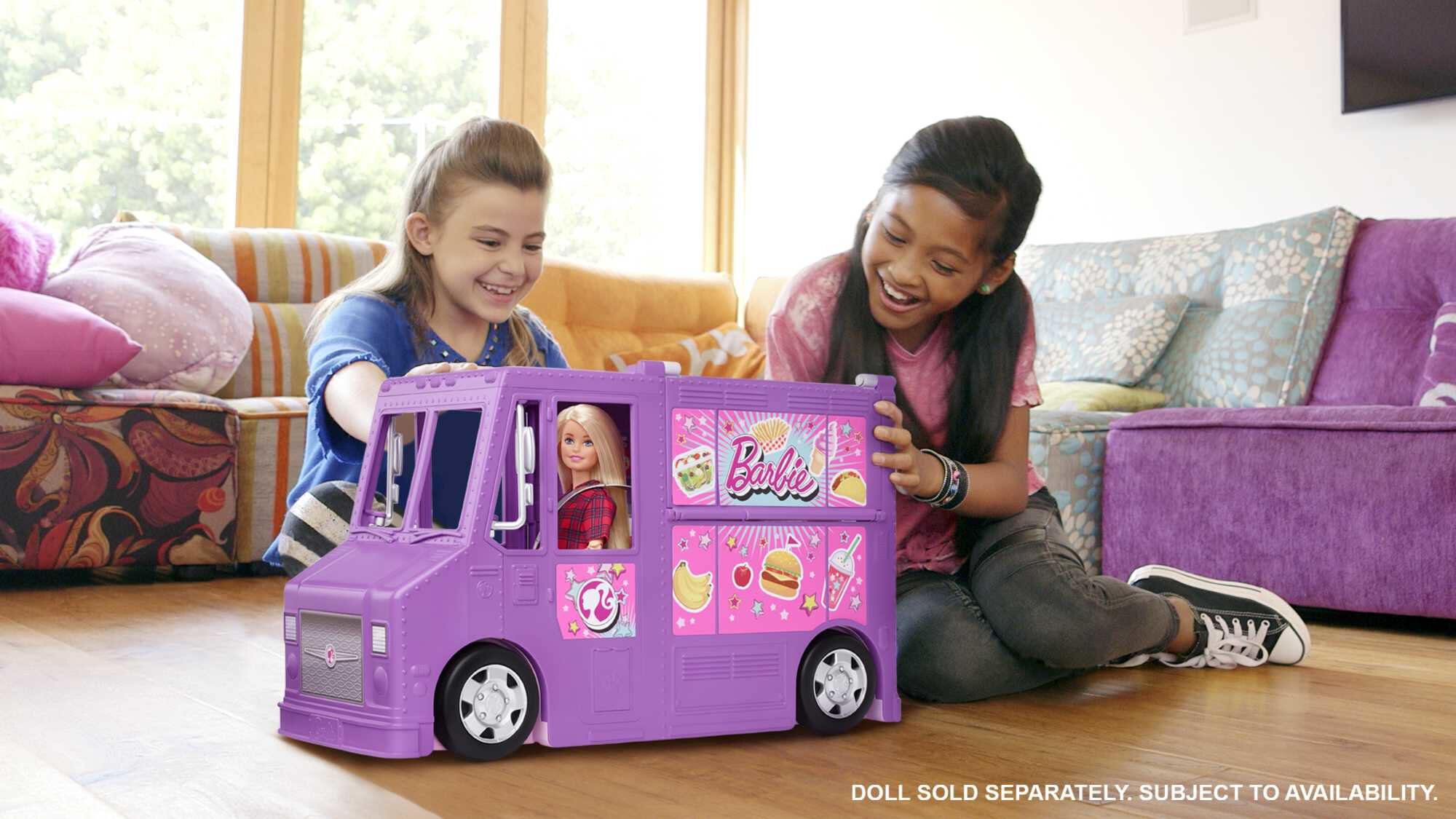 Barbie Fresh 'n Fun Food Truck Playset with Blonde Doll & 30+ Accessories. Lift Side for Kitchen - image 3 of 7