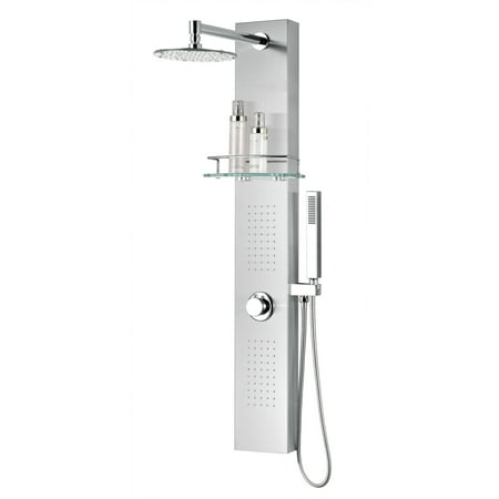 Coastal 44 in. Full Body Shower Panel with Heavy Rain Shower and Spray Wand in Brushed Steel