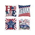 thumbnail image 2 of 4th of July Pillow Covers 18x18 Inch Set of 4, Patriotic American Flag Stars Stripes Pillowcase, Independence Day Memorial Day Watercolor Decorative Throw Pillow Covers for Couch Sofa Home, 2 of 6