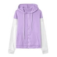 thumbnail image 4 of Htigea Hoodies Coat for Women Full Zip Long Sleeve Sweatshirts Thin Fleece Hooded Pullover Fall Tops Purple M, 4 of 5