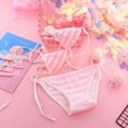 thumbnail image 3 of Lencería sexy japonesa Lolita Kawaii azul rosa blanco a rayas mini bikini adulto Cosplay mujeres sujetador ropa interior conjunto frenillo traje de baño, 3 of 4