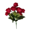 thumbnail image 2 of Artificial 10-Head Pearl Rose Flowers, Small Bunches of Silk Roses for Home Floor Standing Ornaments, Indoor Hotel Soft Decoration, Red, 2 of 6