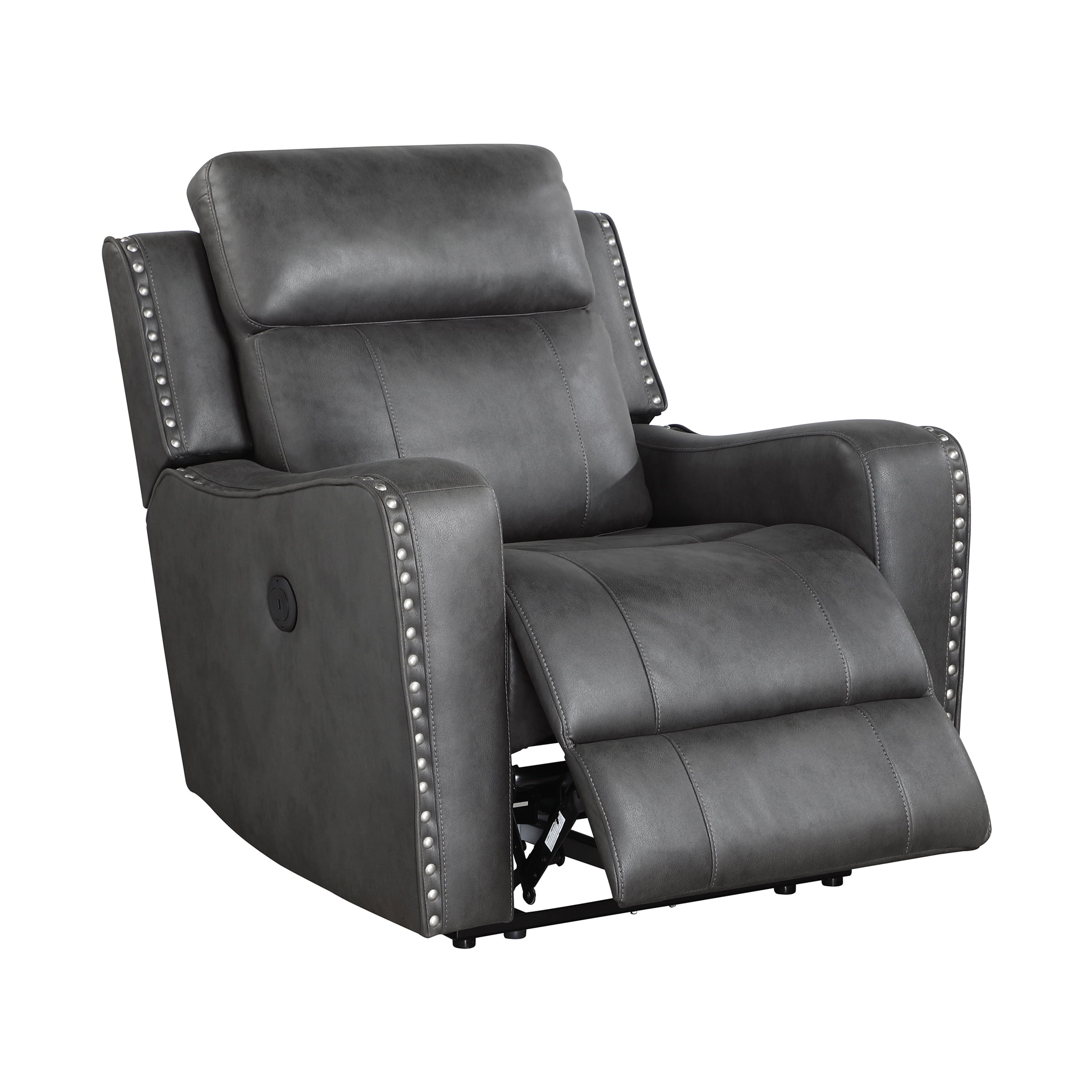 OakvillePark Winterthorn Microfiber Power Reclining Chair, Smoky Gray