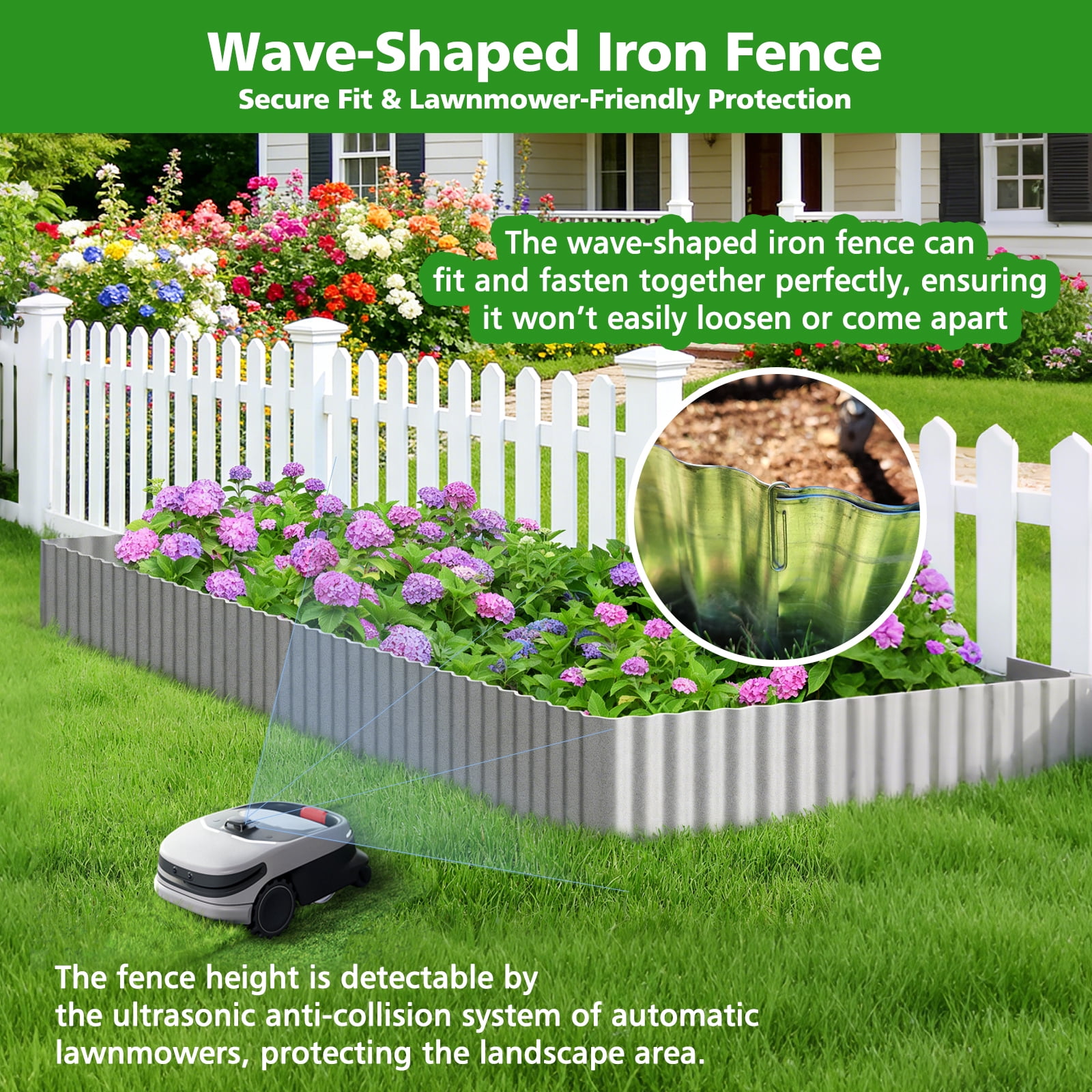 ROMUCHE Corrugated Garden Edging 12" x 50Ft, Flexible Metal Landscape Edging Border for DIY Flower Beds Lawn Yard Tree Surrounds Driveway