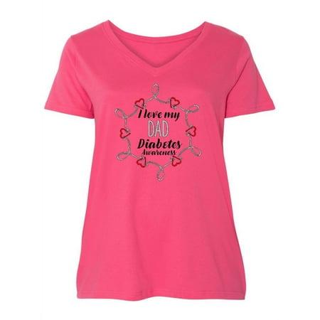 

Inktastic I Love My Dad Diabetes Awareness Women s Plus Size V-Neck
