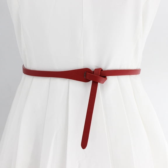 Casual Retro Belt for Women Solid Color Tie Decorative Knot Belt Removable Buckle Belt Adjustable Length Belt Detachable Slimming Leather Belt Thin Belt Women's Belt Vintage Belt