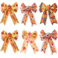 thumbnail image 2 of 11.8 inch Large Fall Bows for Wreath, Thanksgiving Pumpkin Wreath Bows Orange Stripe Maple Leaf Bows for Front Door, Farmhouse Ornament Burlap Tree Topper Bows for Autumn Harvest Outdoor Decoration, 2 of 6