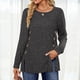 thumbnail image 3 of Blusa Mangas Largas Camisa Top Mujer Básico Ajuste Holgado Cuello Redondo Traje Diario Simple Kuymtek Gris oscuro T M para Mujer, 3 of 6