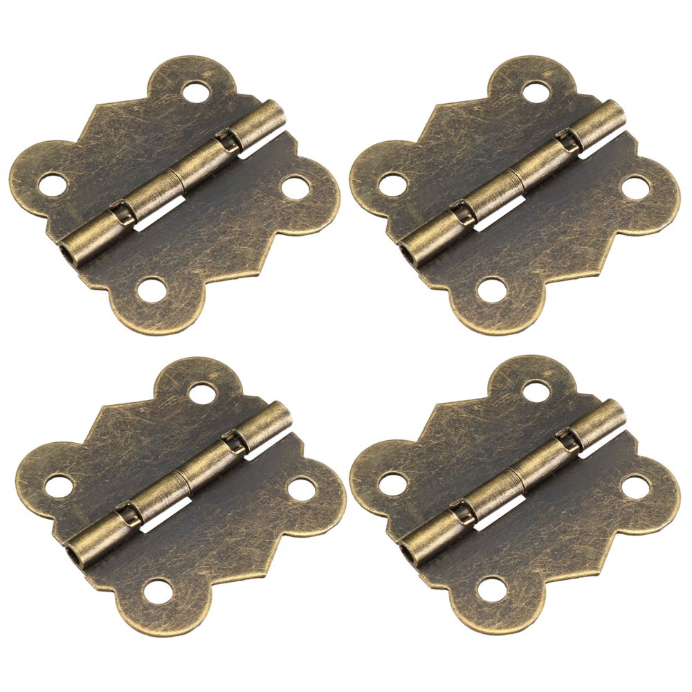 Uxcell 1.18" Antique Bronze Hinges Retro Hinge Replacement with Screws 10pcs