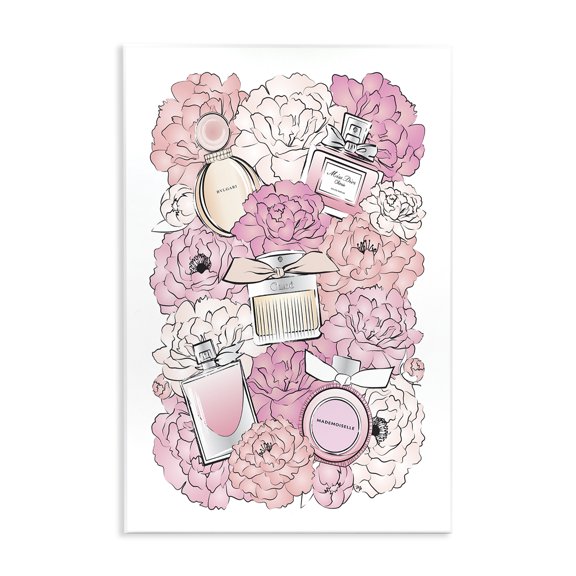 Stupell Industries Contemporary Pink Peonies and Fashion Bottles Wall Plaque Art, 10 x 15, by Martina Pavlova