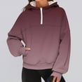 thumbnail image 4 of ZUKMRJPC Women's Quarter Zipper Sweatshirt Long Sleeve Fall Fashion Gradient Color Hooded Sweatshirt Casual Loose Comfy Pullover Tops, 4 of 5