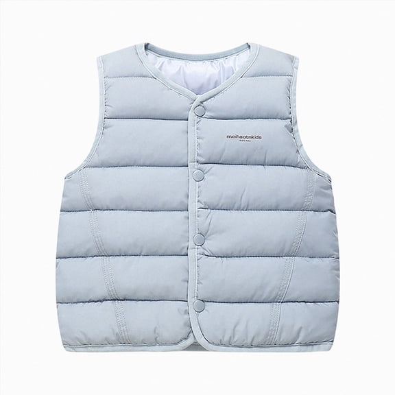 Splozh Kids Fleece Vests Lightweight Vest Warm Cute Sleeveless Jacket Soft Fall Winter Clothes Outerwear Coat,Light Blue,7-8 Years