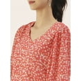 thumbnail image 4 of DressBerry Women's Printed Poly Georgette V Neck Puffed 3/4th Sleeves Crop Blouse Regular Use Casual&nbsp;Summer Wear Above Waist Length Regular Short Top, 4 of 7