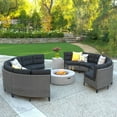 thumbnail image 4 of Christopher Knight Home Navagio Outdoor 10-piece Wicker Full Round Sofa Set with Fire Table by  Wicker Chairs,Fire Pit Sets Grey, 4 of 5