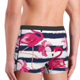 thumbnail image 5 of Fotbe Dark Blue Stripes and Pink Flamingos Men’s Total Support Pouch Boxer Briefs, X-Temp Cooling, Moisture-Wicking Underwear, Regular, Long-leg and Trunk-X-Large, 5 of 9