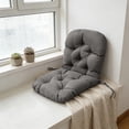 thumbnail image 4 of Cojines de asiento y respaldos para sillas de ratán de interior y exterior con diseño contorneado, correas ajustables, relleno de alta resiliencia, 120x60 cm, en azul marino, rojo, gris y verde., 4 of 7