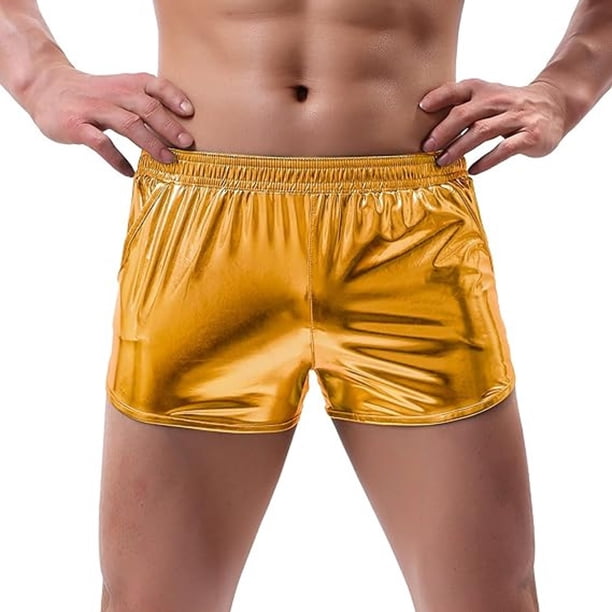 WILLBEST Pantalones Cortos de Moda para Hombre, de Verano, de Material Brillante, Holgados, Cómodos, de Color Sólido, Informales y Populares.
