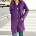 thumbnail image 4 of YDFCWXW Raincoats For Women Waterproof Button Down Long Hooded Trench Coats With Pockets Fashion Hiking Travel Windbreaker Purple, S, 4 of 7