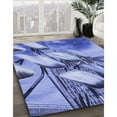 thumbnail image 3 of Ahgly Company Machine Washable Indoor Square Transitional Day Sky Blue Area Rugs, 5' Square, 3 of 7