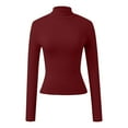 thumbnail image 5 of Womens Long Sleeve Turtleneck T-Shirts Lightweight Slim Fit Cozy Solid Color Tops Fall Winter Basic Casual Pullover Tees, 5 of 6