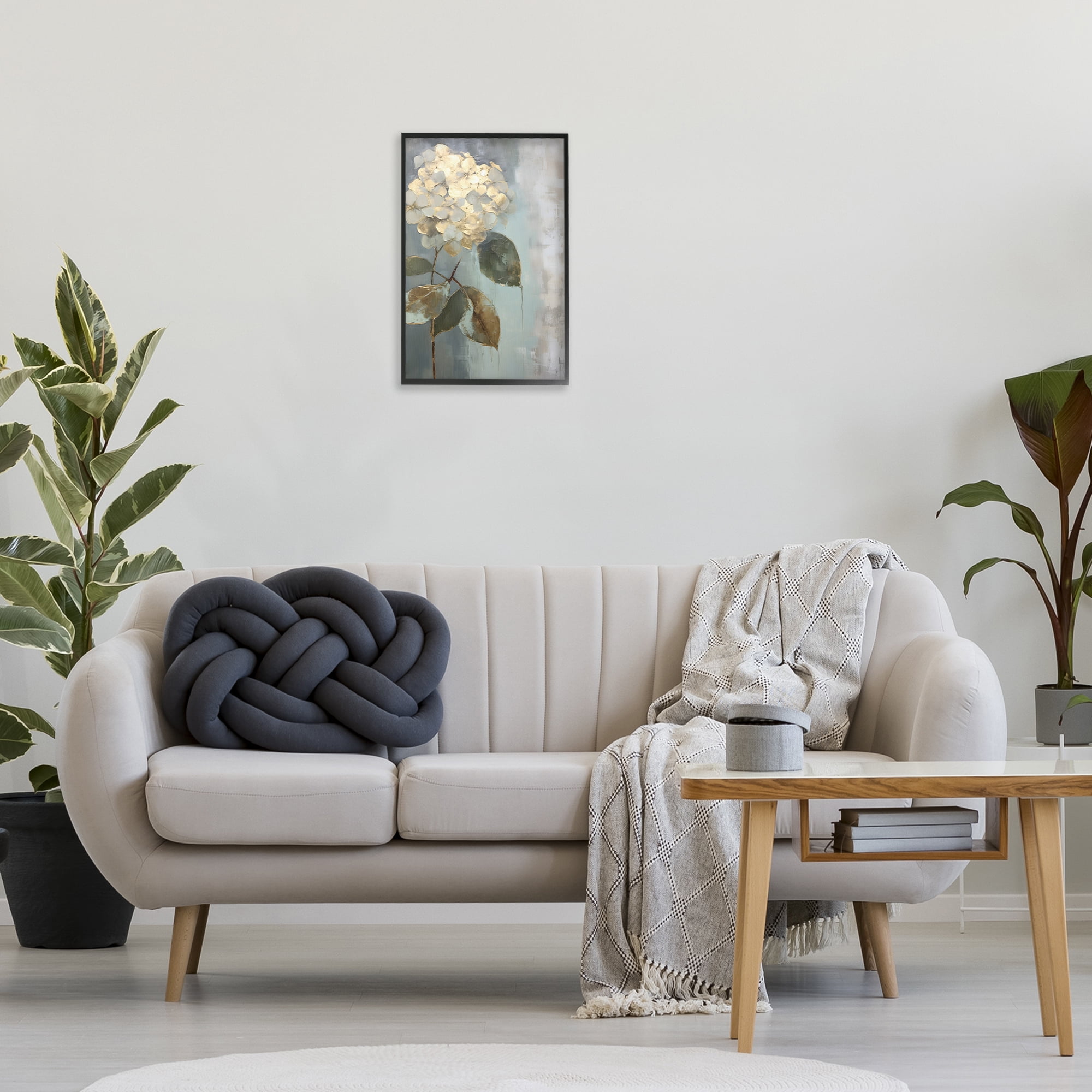 Stupell Industries Distressed Hydrangea Bloom Botanical & Floral Painting Black Framed Art Print Wall Art, 16 x 24