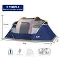 thumbnail image 2 of CAMPROS CP Tent 9 Person Camping Tents, 2 Room Water Resistant Family Tent with Top Rainfly, 4 Large Mesh Windows, Double Layer, Easy Set Up, Portable with Carry Bag, 2 of 8