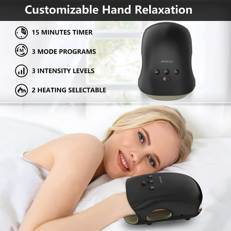  CINCOM Hand Massager（FSA or HSA Eligible）- Cordless Hand  Massager with Heat and Compression for Arthritis and Carpal Tunnel - Gifts  for Women(Black) : Health & Household