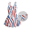 thumbnail image 6 of COEQINE Girls One Piece Swimsuit for Swim Lessons & Beach Play, Cute Swim Dress with Skirt & Liner, Scoop Neck Fixed Wide Strap V-Back Swimwear, Ages 5-6, American Flag Zebra Print, 6 of 8