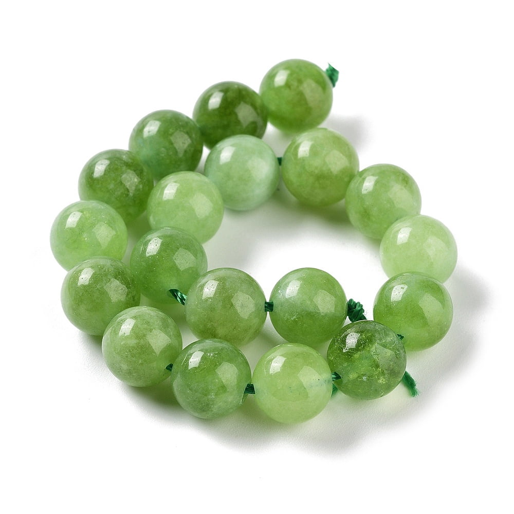 Dyed Natural Malaysia Jade Beads Strands Round Yellow Green 10mm Hole: 1.2mm about 19pcs/strand 7.09 inch(18cm)
