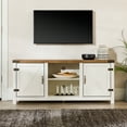 thumbnail image 2 of Walker Edison Modern Farmhouse Barn Door TV Stand for TVs up to 65”, White/Barnwood, 2 of 25