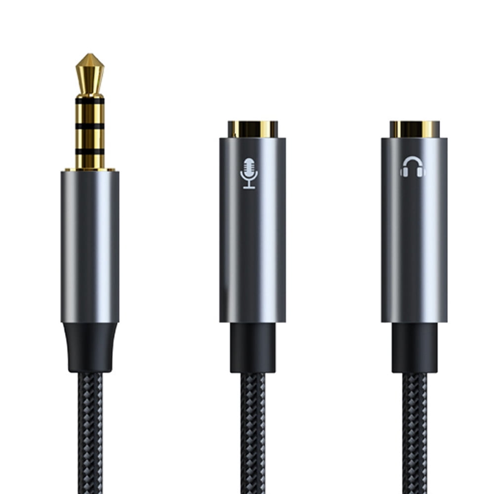 Headphone Splitter, Strong Braided 3.5mm Stereo Audio Y Splitter Cable 4Pole Male to 2Female