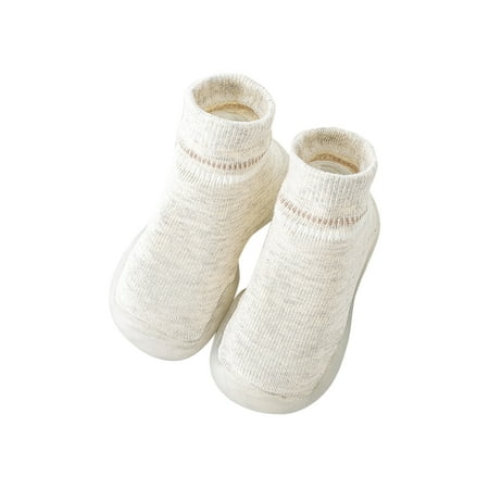 

Tenmix Girls Socks Shoes Slip On Sock Slippers Knit Upper Floor Slipper High Top First Walking Shoe Kids Breathable Lightweight Gray 4.5C