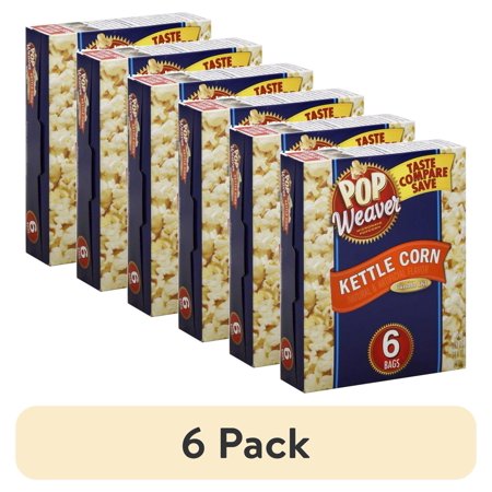 (6 pack) Pop Weaver Kettle Corn Microwave Popcorn, 6 count, 14.04 oz