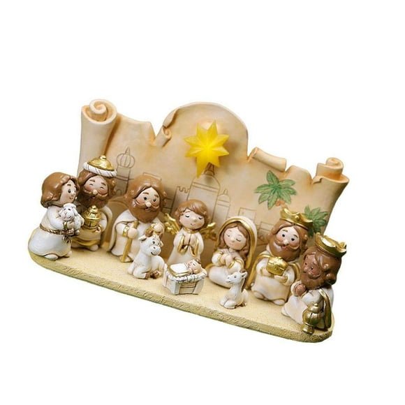 Holy Nativity Scene Set Xmas Tabletop Ornament Gifts nativity scene scenes for White With Base