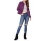 thumbnail image 2 of Chaqueta de ante sintético con cuello de solapa y bolsillos con solapa de INSPIRE CHIC para mujer, color púrpura, 2 of 7