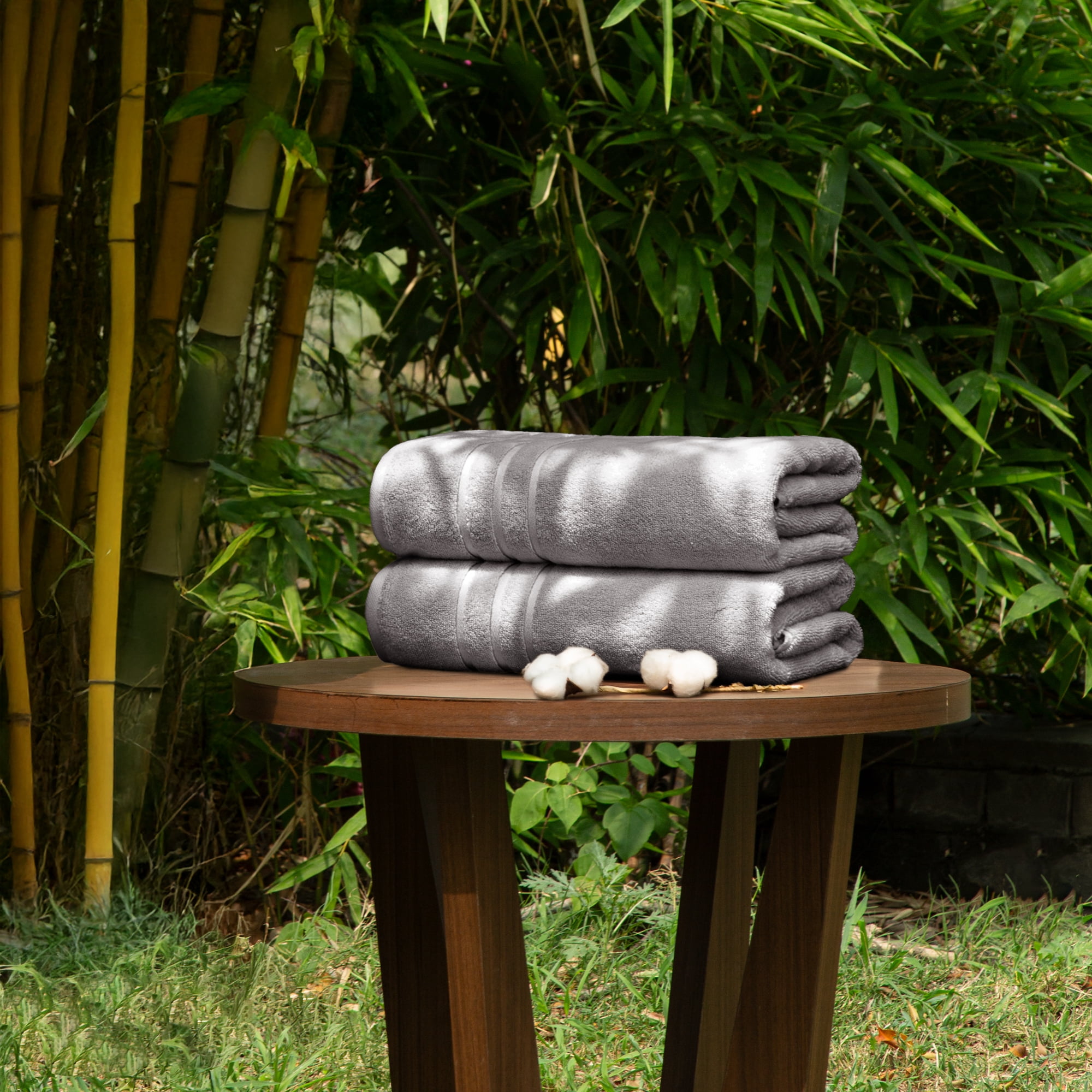 Everyday Home by Trident Eco Twist 2 Piece Bath Towel Set, Cotton and Viscose from Bamboo towel, Plush, Absorbent, Bathroom Towels, Charcoal