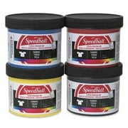 Speedball Fabric Screen Printing Ink Starter Set, 4 Colors in Red, Yellow, Blue, and Black