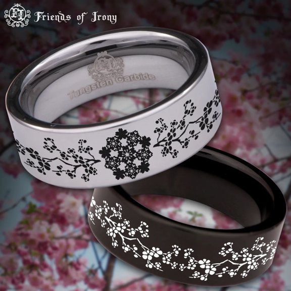 Cherry Blossom Tungsten Carbide Ring