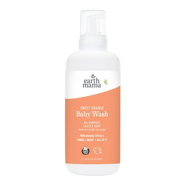 Earth Mama Sweet Orange Baby Wash, Castile Soap for Sensitive Skin, 34 fl oz