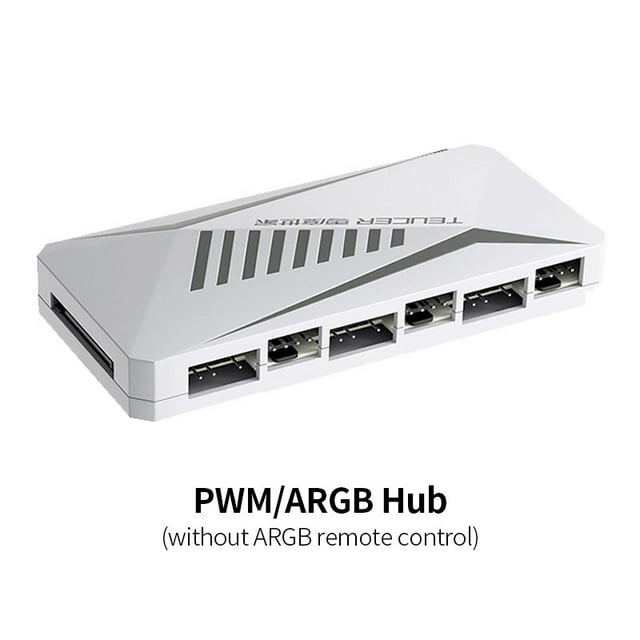 LP-6P ARGB Remote Control 6 Way Splitter 4Pin PWM Cooling Fan Hub for Computer PC Case Chassis Radiator SATA Power Supply WH no ARGB-remote