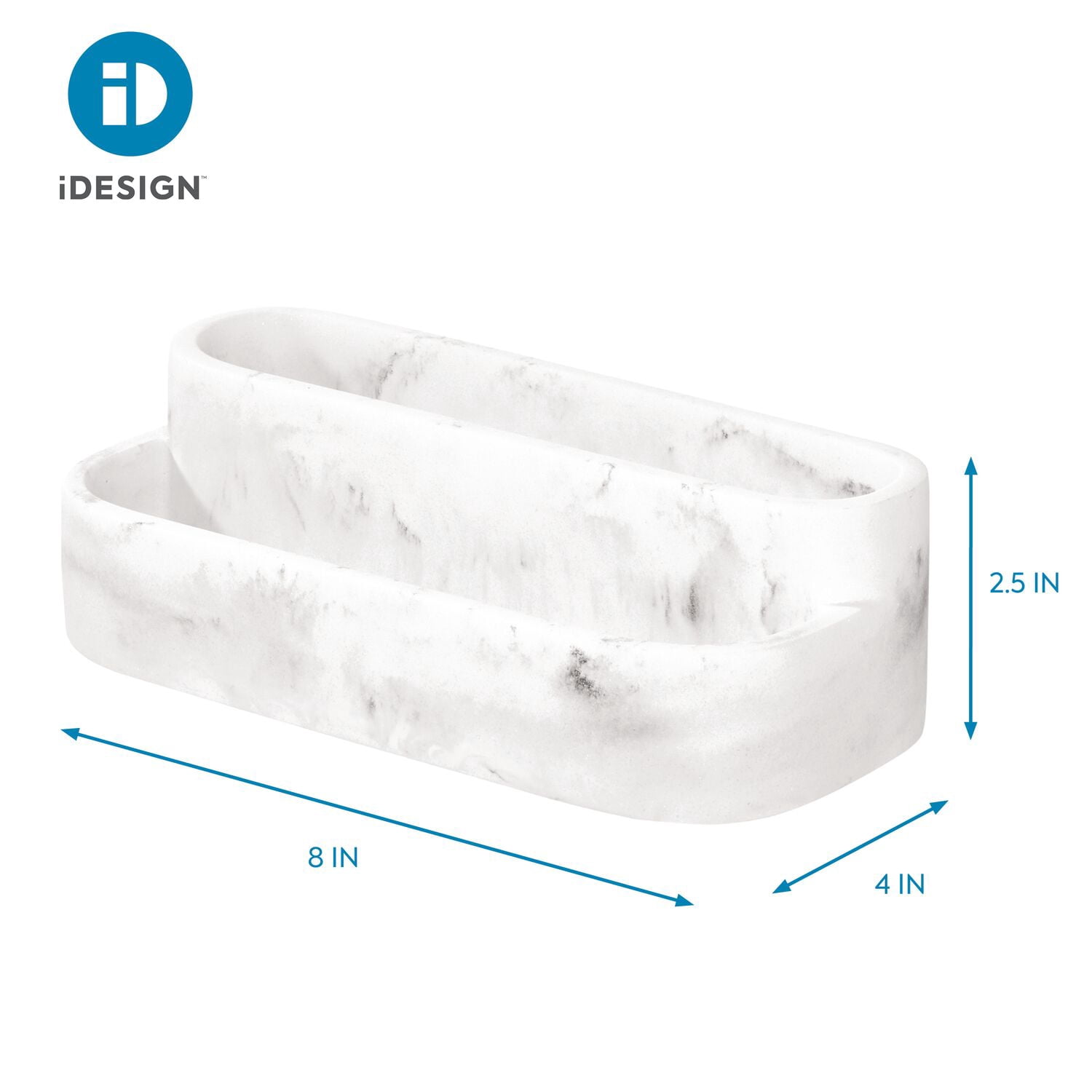 iDesign Dakota 2-Tier Organizer, White Marble