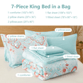 thumbnail image 6 of Flymme King Size Comforter Sets with Sheets,7 Pieces Boho Bed in a Bag Blue,Floral Medallions Pattern King Bedding Set for Women and Men Bedroom Decor, 6 of 8