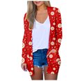 thumbnail image 2 of Lilgiuy Women's Christmas Printed Coat Long Sleeve Cardigan With Pocket Loose Casual Blouse Tops Red，10（XL） Winter Fashion 2022, 2 of 4